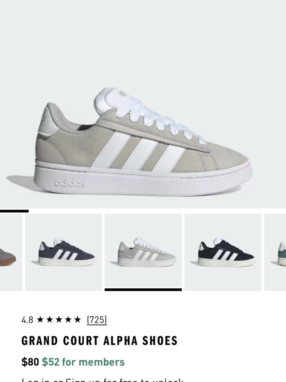 Adidas Grand Court Alpha Shoes - Light Gray and White
